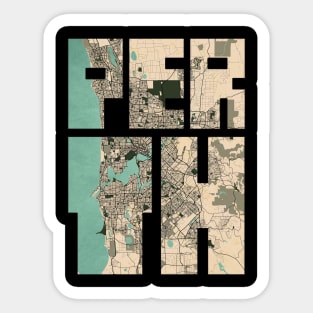 Perth, Australia City Map Typography - Vintage Sticker